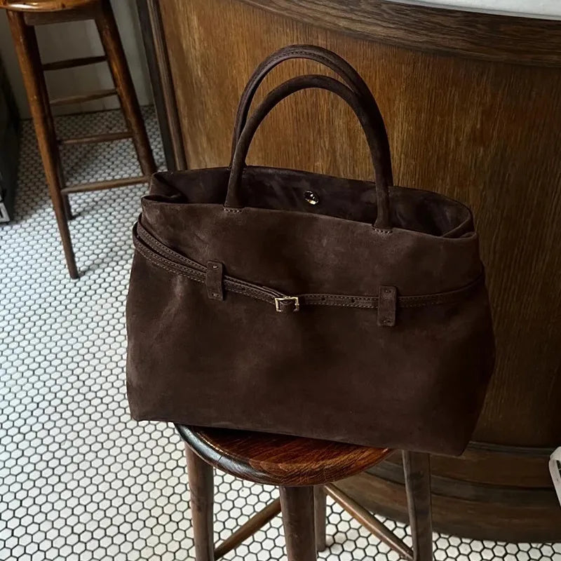 Elegante Frosted-Suede Tote Bag