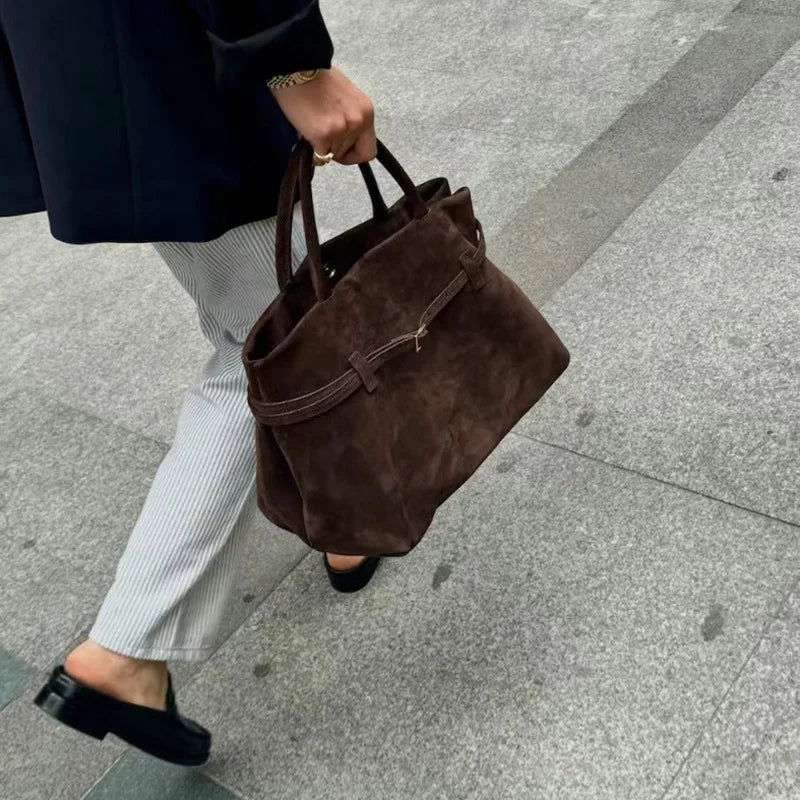 Elegante Frosted-Suede Tote Bag