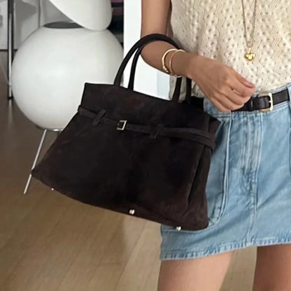 Elegante Frosted-Suede Tote Bag