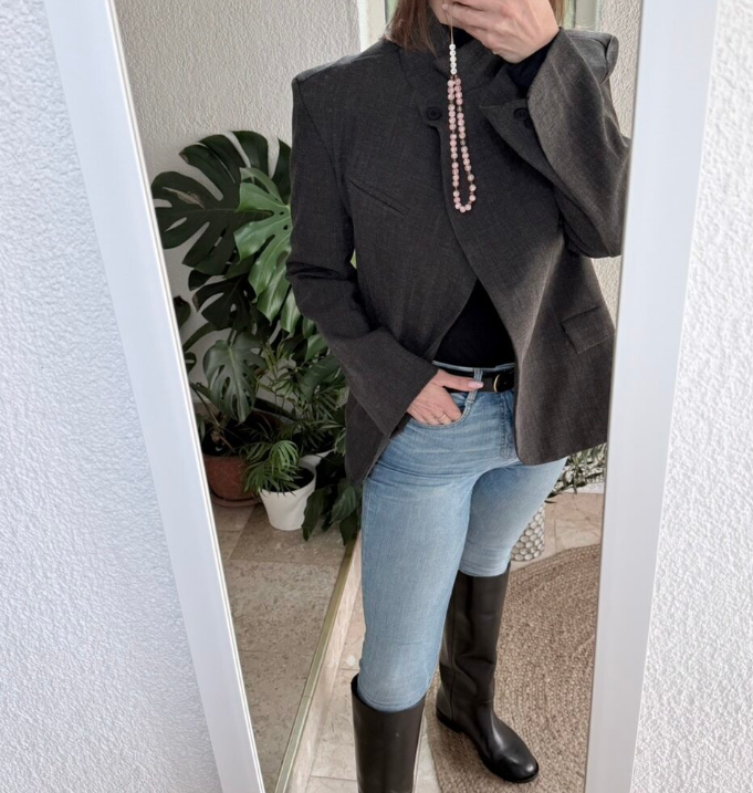 Chic Plaid Stand Collar Blazer