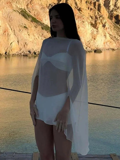 OLANE Alina Loose Blouse Cover - up WhiteSBlouse