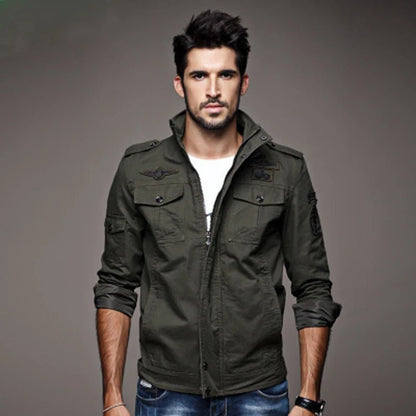 OLANE Army Military Style Jacket BrownMMen's Coats & Jackets