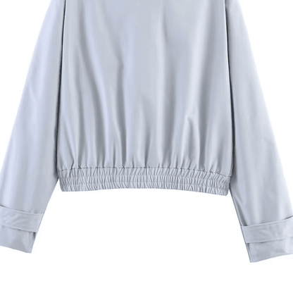 OLANE Asymmetrical Zip High Neck Jacket Light BlueSWomen's Coats & Jackets