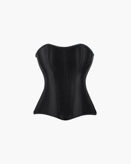 Adelina – Schwarzes Satin-Corsett-Top