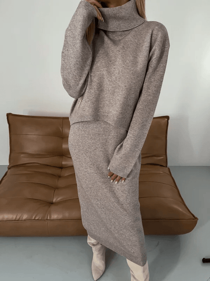 Olane Brand Cozy Midi Dress with Pullover Set GraySMidi Dresses