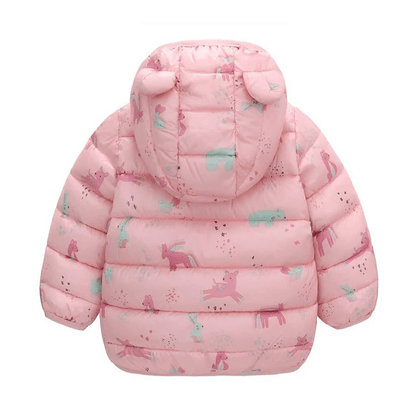 Olane Brand Kids Puffer Bear Jacket Blue with Print80 (12 months)Kids' Raincoats