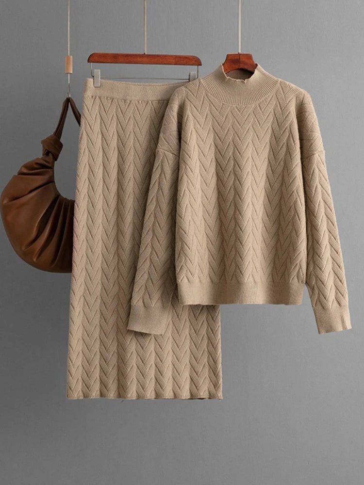 Olane Brand Knitted Loungewear Skirt Set BrownOne SizeWomen's Sets