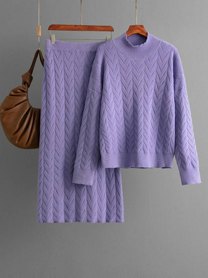 Olane Brand Knitted Loungewear Skirt Set PurpleOne SizeWomen's Sets