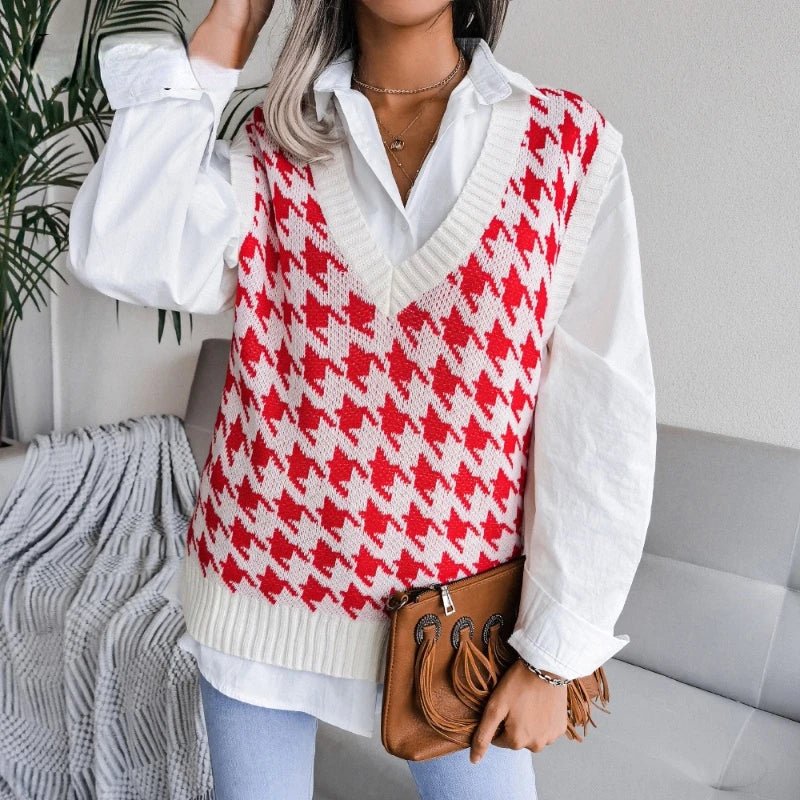 Olane Brand Knitted Sweater Vest Red WhiteSVests