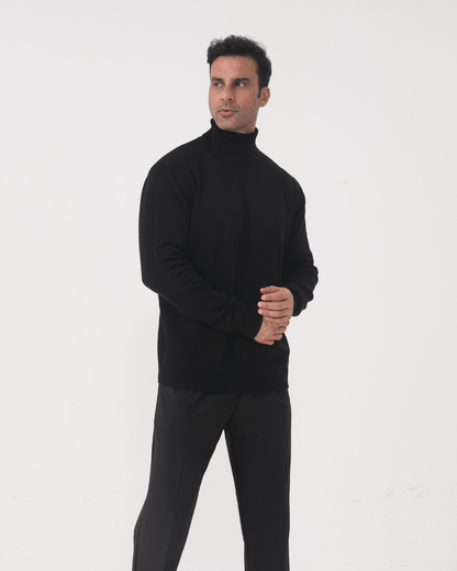 Olane Brand Men's Slim Fit Turtleneck Sweater - Elegant Beige Fine Knit for Business & Leisure BlackSMen's Sweaters