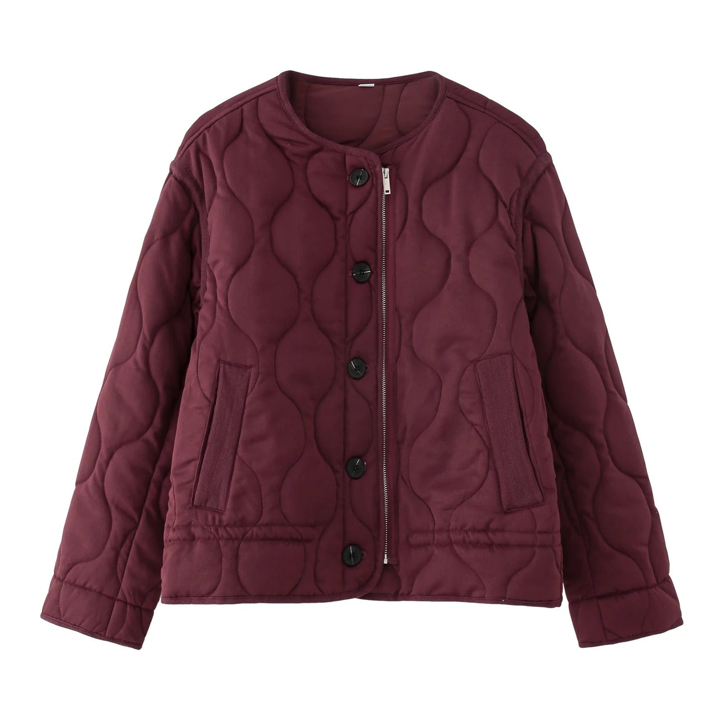 Olane Brand Vintage Quilted Padded Coat BurgundyXSWomen's Coats & Jackets