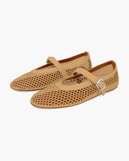 OLANE Breathable Mesh Ballet Flats Burgundy36Women's Shoes