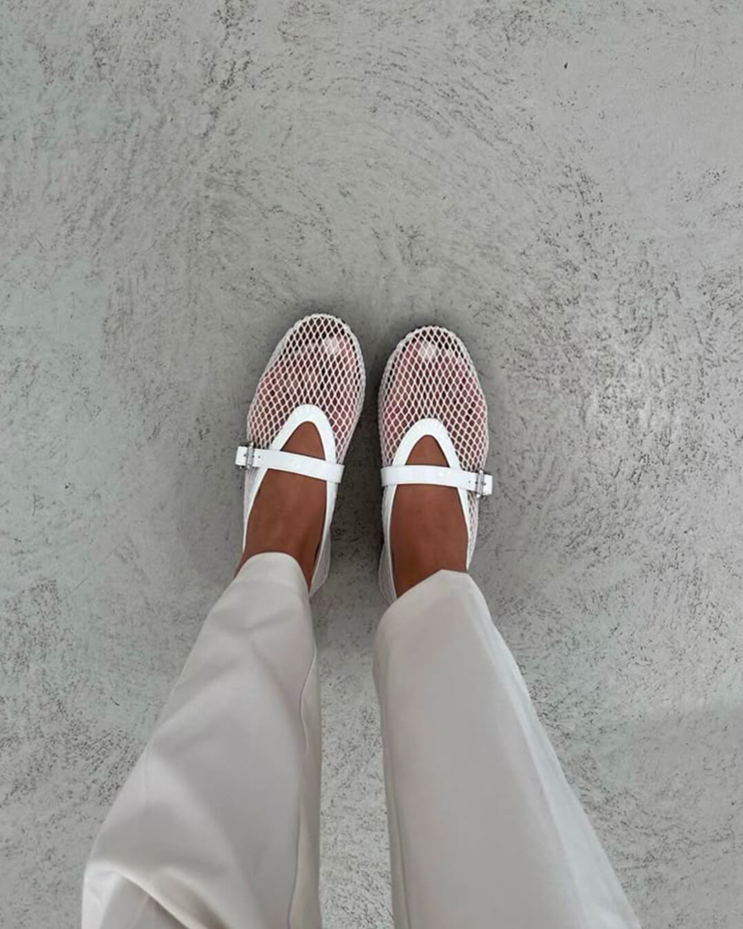 OLANE Breathable Mesh Ballet Flats White36Women's Shoes