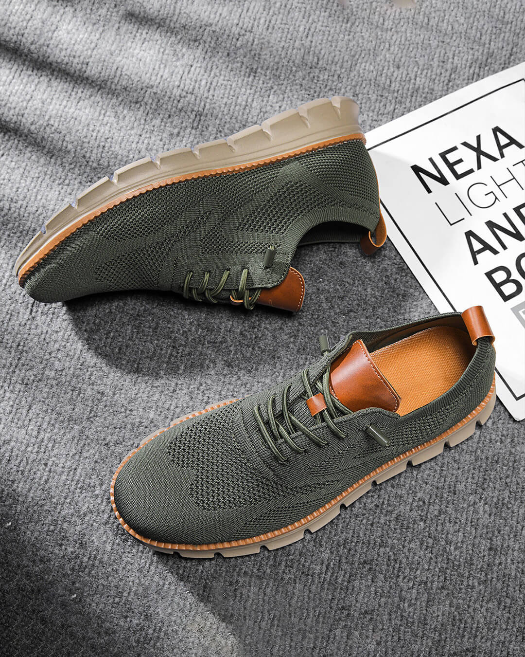 OLANE Breathable Non - Slip Knit Sneakers Green39Men's Shoes