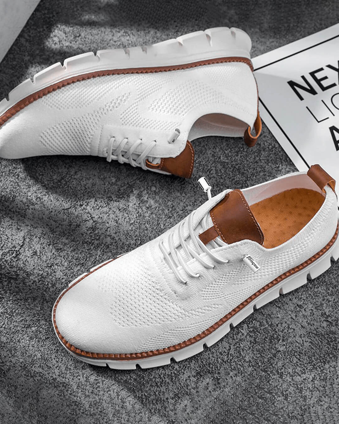 OLANE Breathable Non - Slip Knit Sneakers White39Men's Shoes