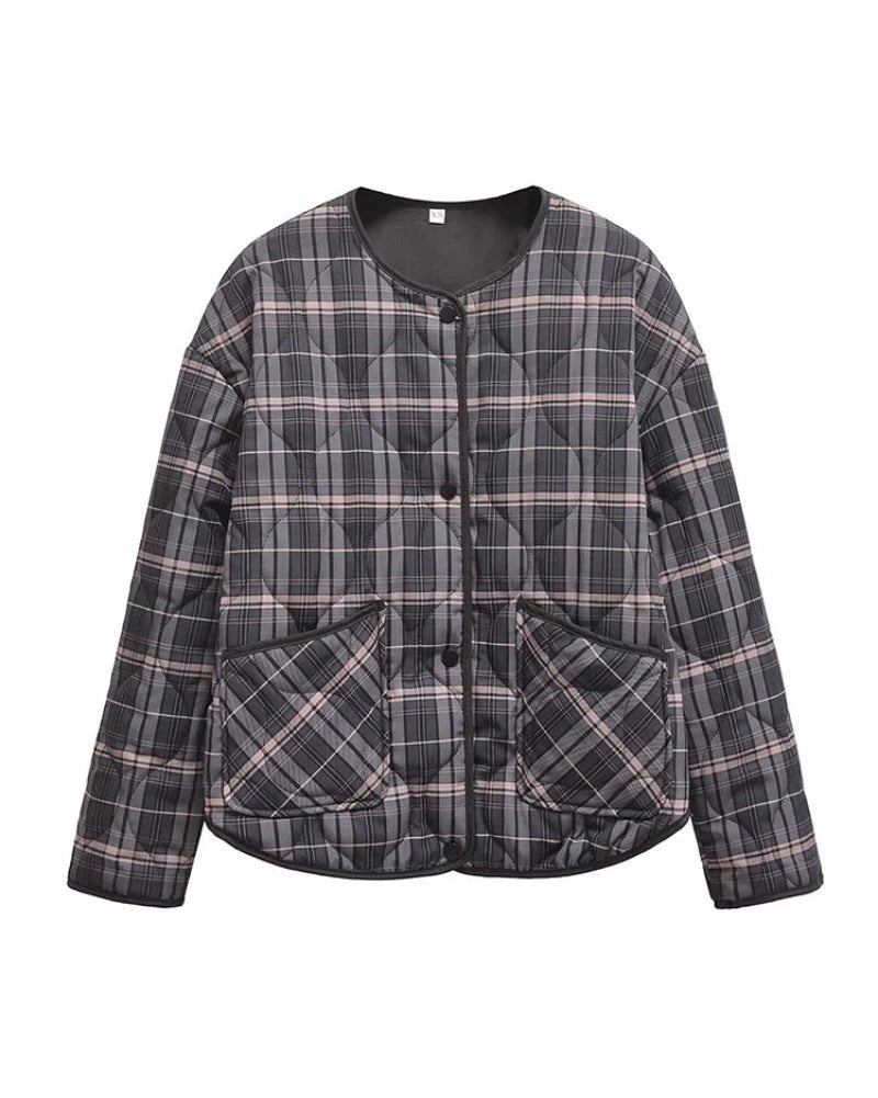 Lässige karierte Steppjacke