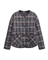 Lässige karierte Steppjacke