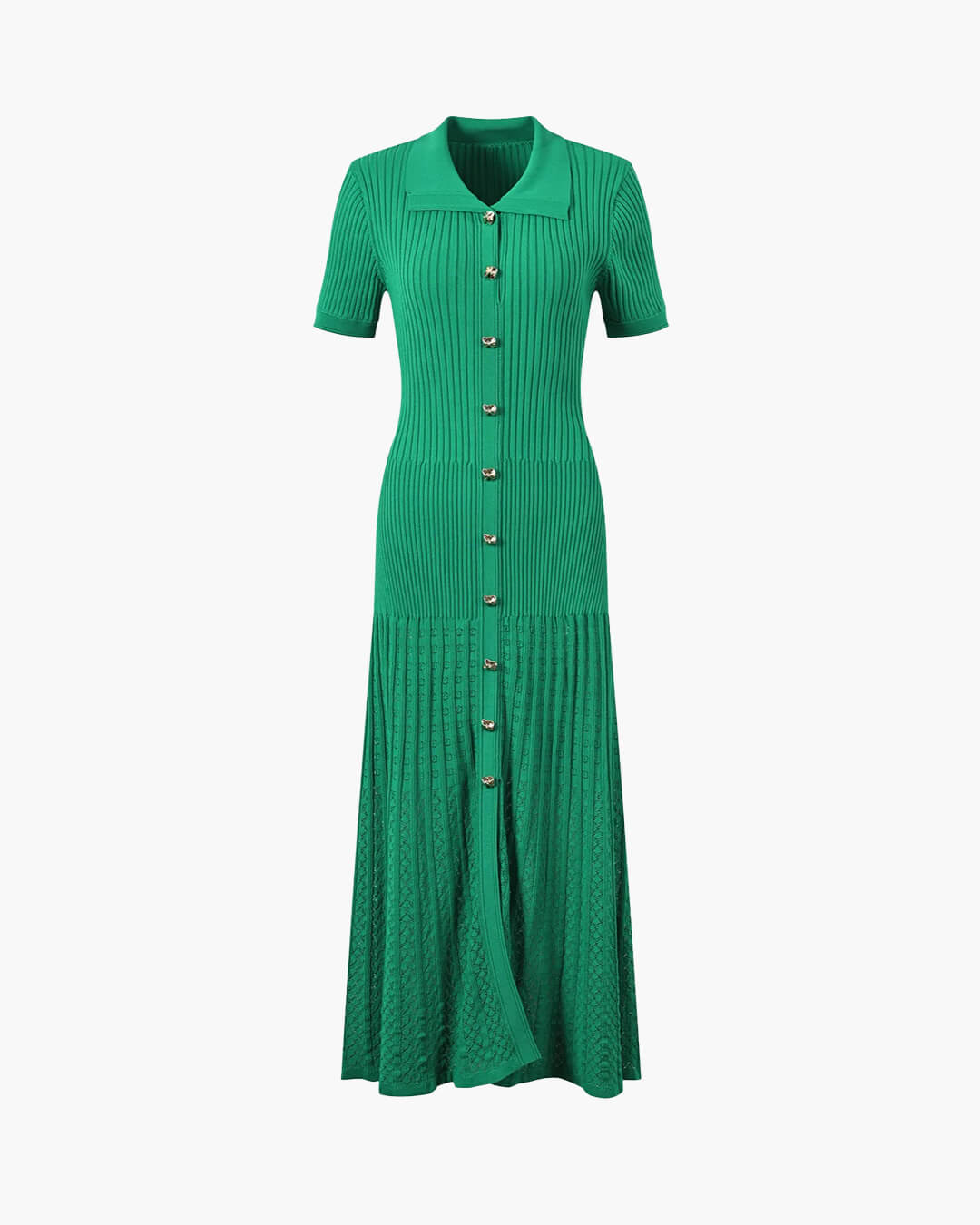Adila – Lässiges Strick-Maxikleid mit Umlegekragen
