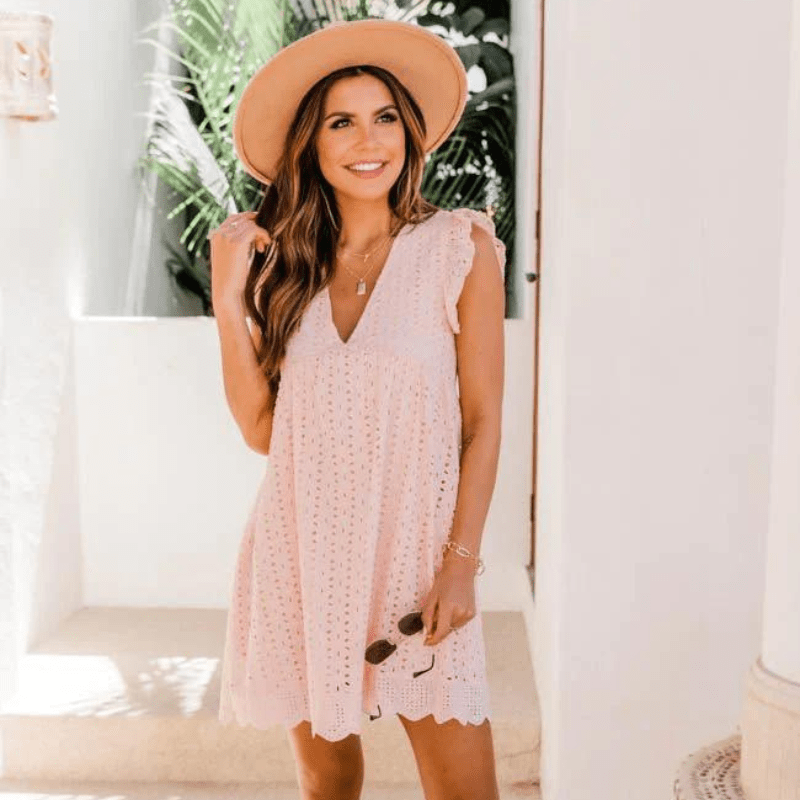 Adileh – Casual V-Ausschnitt Ärmelloses Mini-Kleid