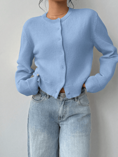 OLANE Chic Button Front Knit Cardigan BlueLWomen's Sweaters & Cardigans