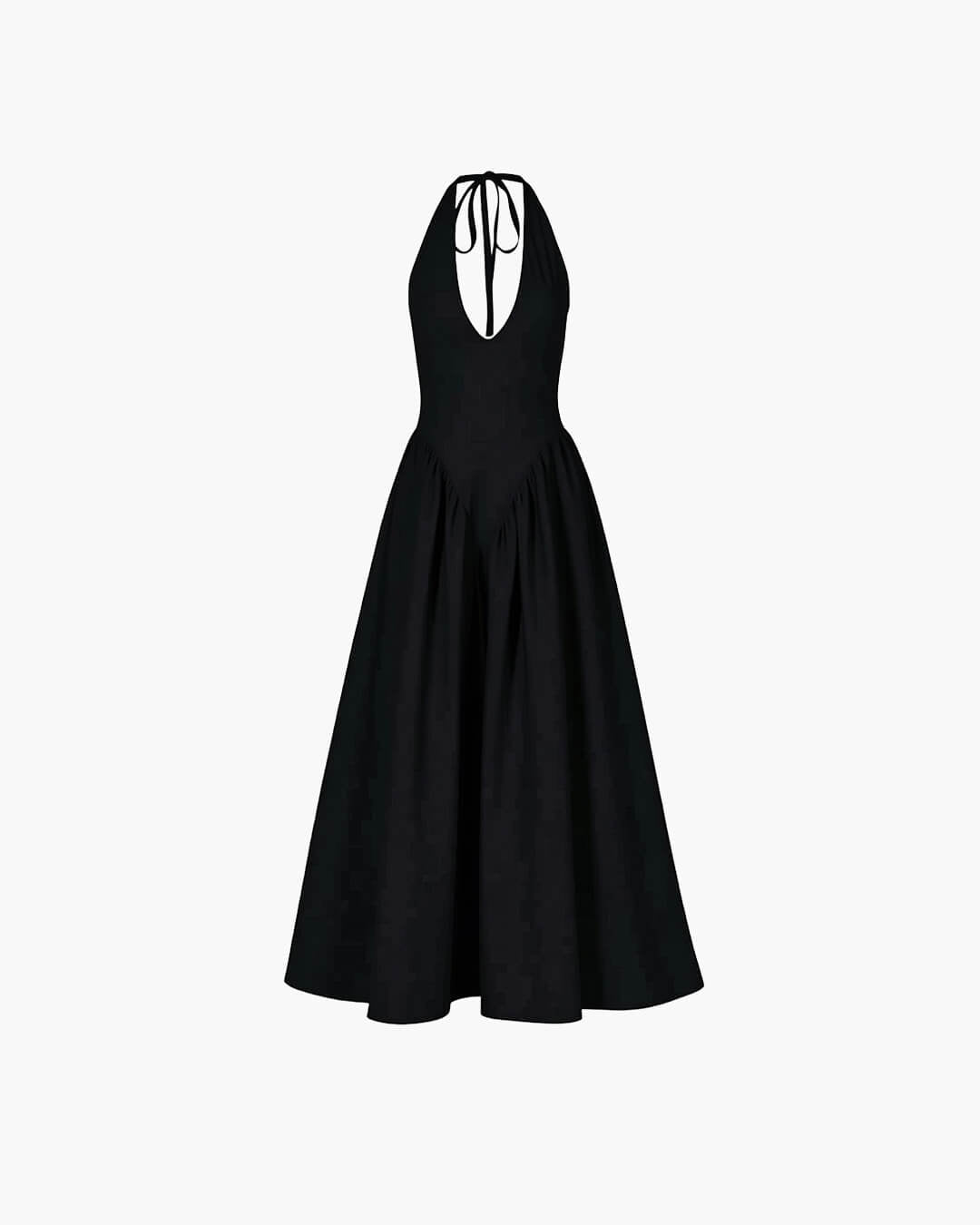 OLANE Chiffon Deep Neck Maxi Dress BlackSWomen's Dresses
