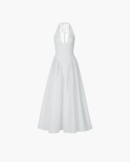 OLANE Chiffon Deep Neck Maxi Dress WhiteXLWomen's Dresses