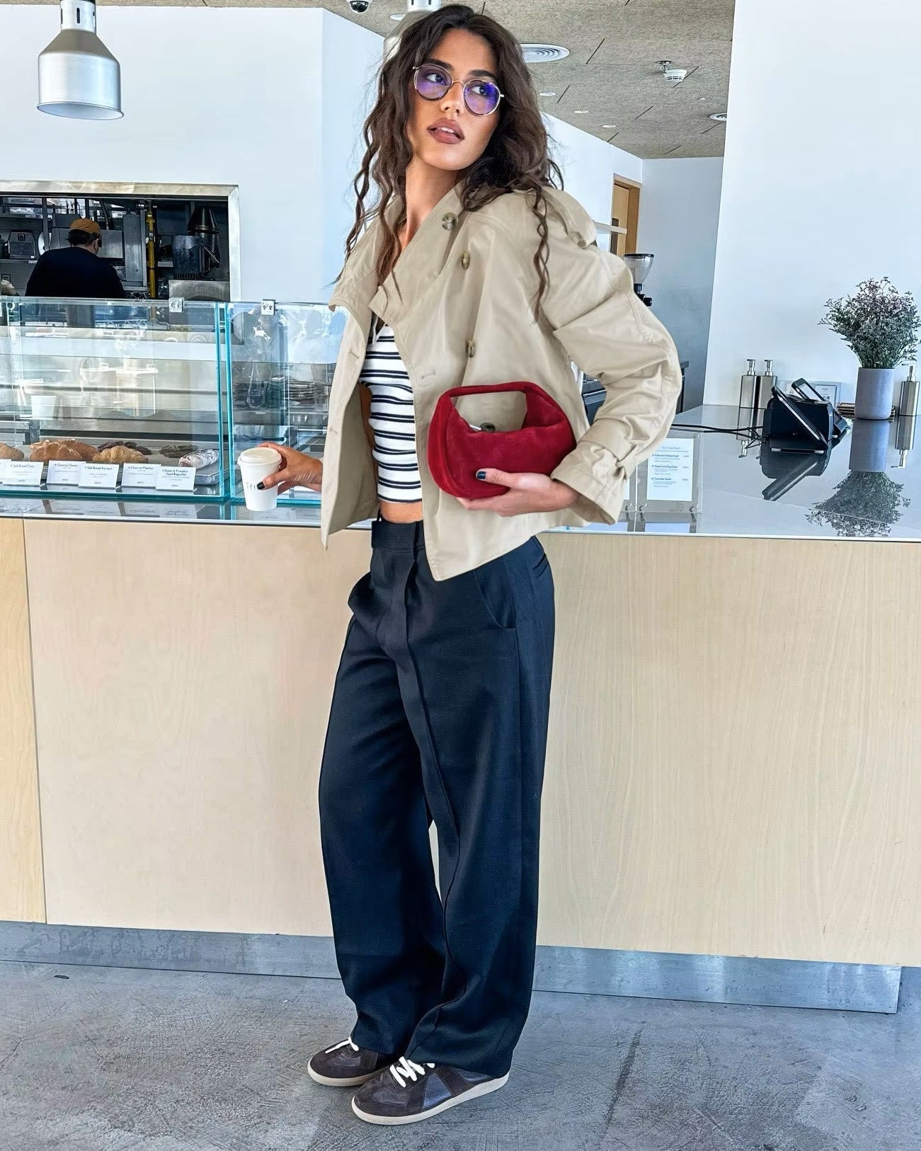 OLANE Classic British Belted Trench Coat BeigeMWomen's Coats & Jackets
