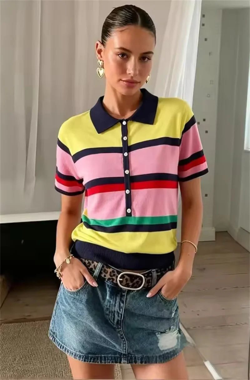 Klassisches Colorblock-Polo-Stricktop