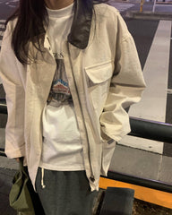Klassische Utility-Jacke mit Kontrastkragen