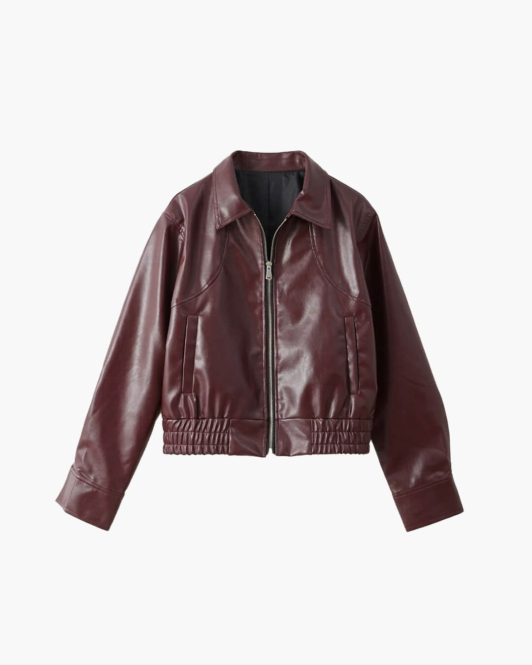 Klassische Revers-Jacke aus Kunstleder