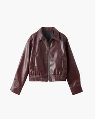 Klassische Revers-Jacke aus Kunstleder
