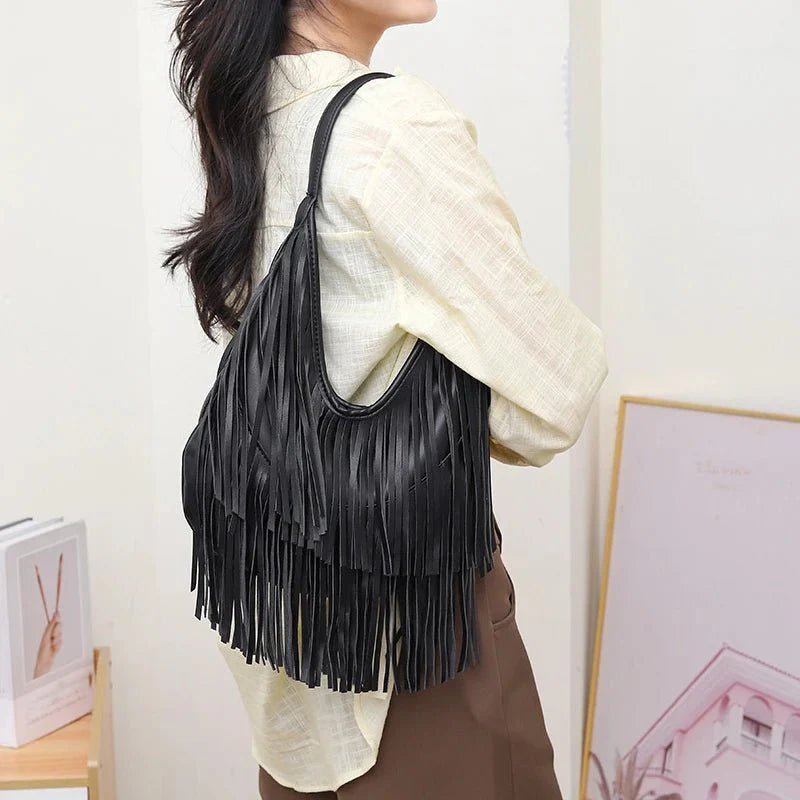 Klassische Open-Top-Quasten-Hobo-Bag