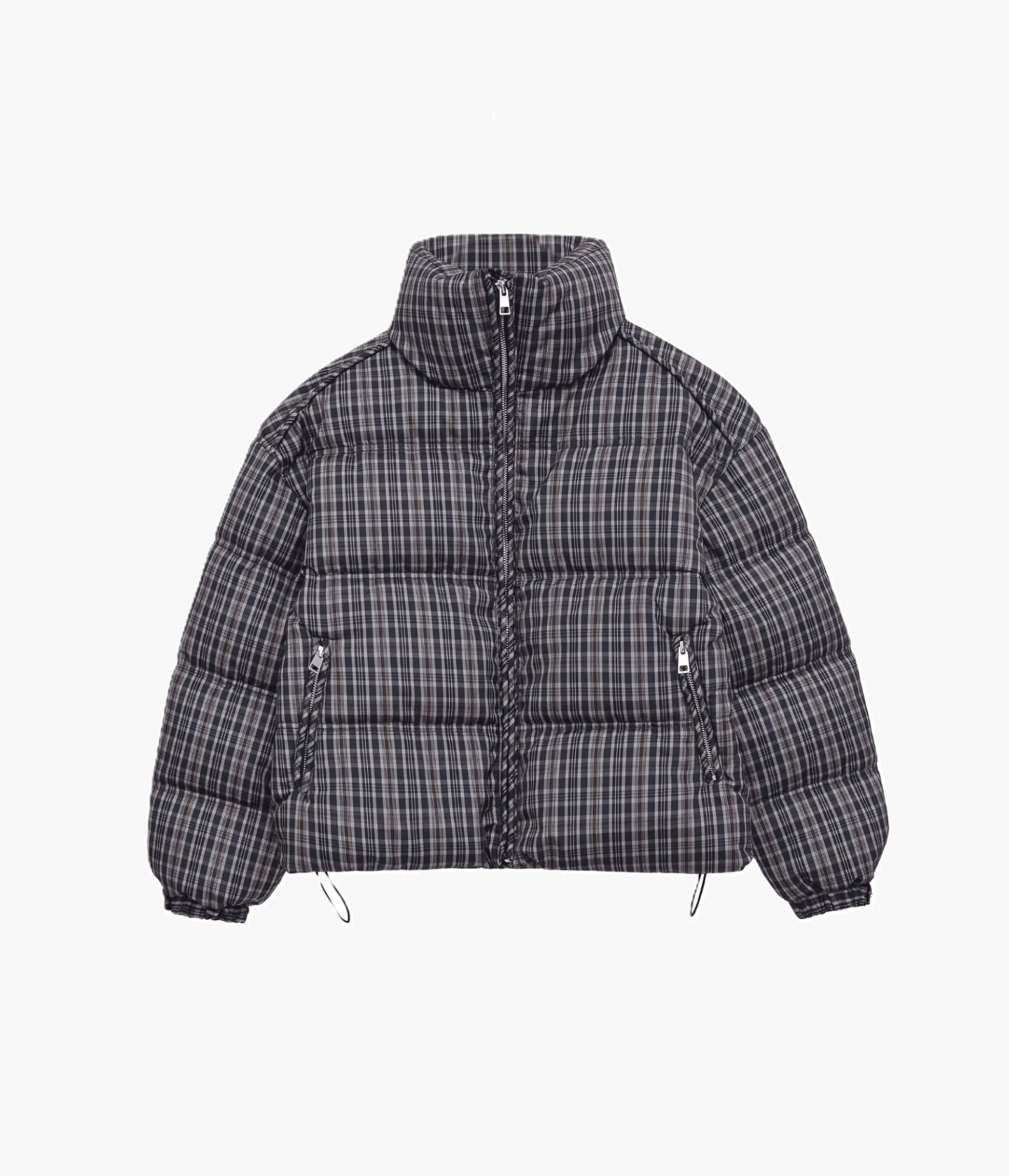 Klassische karierte Steppjacke mit hohem Kragen