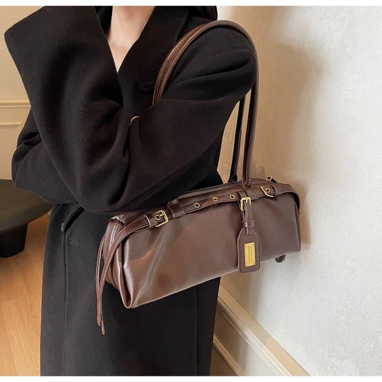 Klassische vegane Leder-Schultertasche