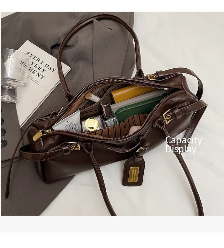Klassische vegane Leder-Schultertasche