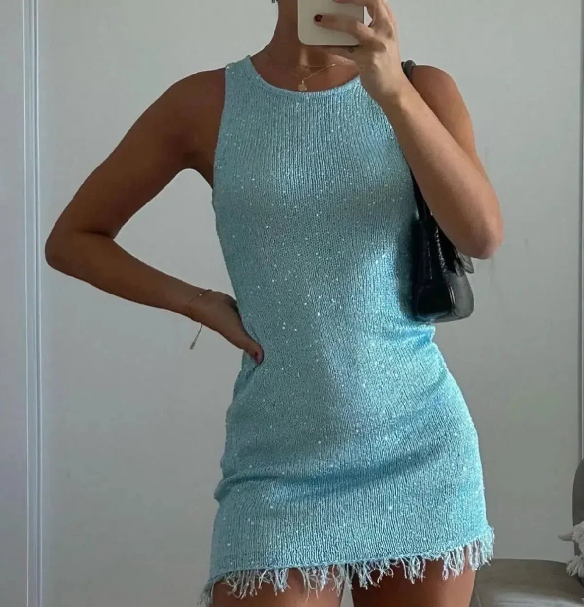 OLANE Claudia Sheer Sleeveless Mini Dress Light BlueSWomen's Dresses