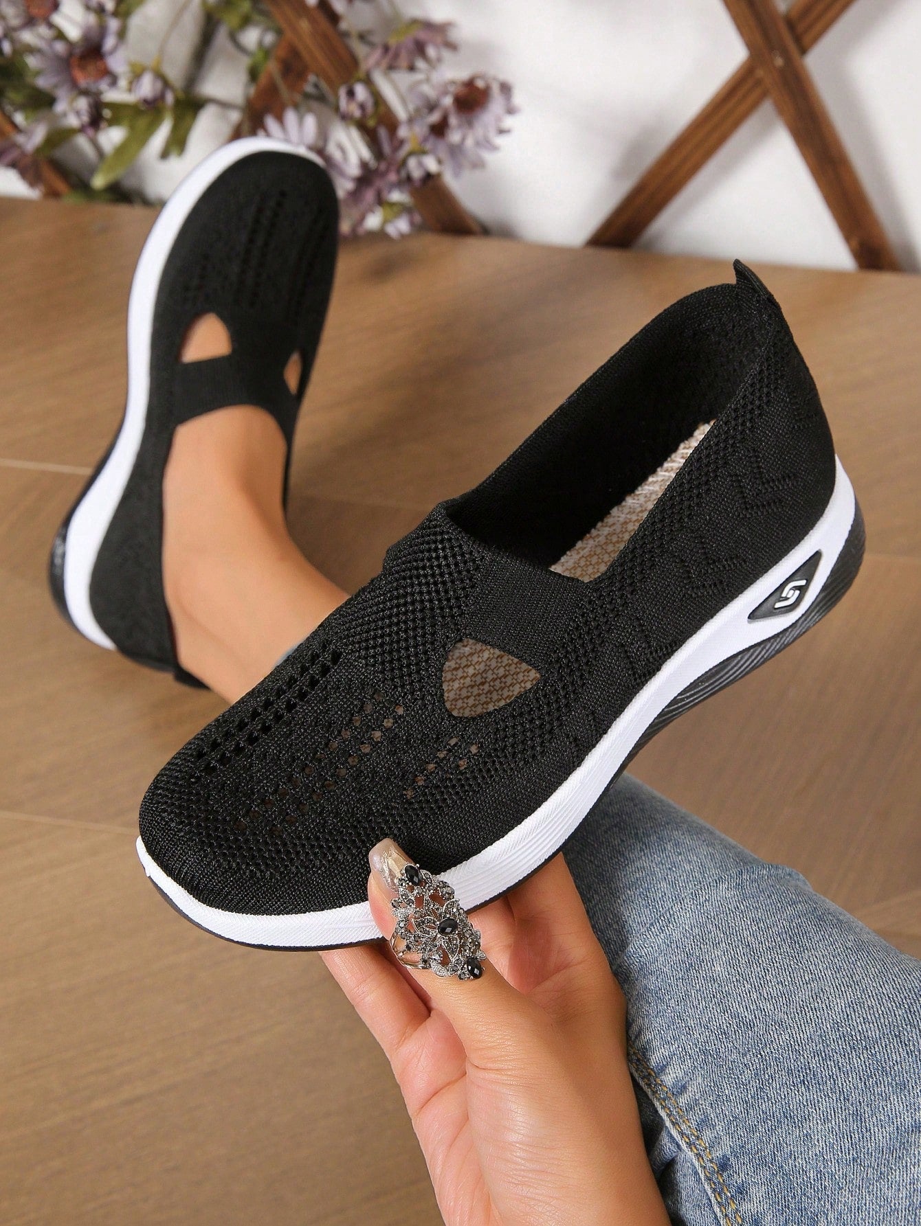 Adriane – Bequeme Strick-Walkingschuhe zum Hineinschlüpfen