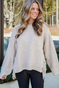 Gemütlicher Oversized-Strickpullover mit Quasten