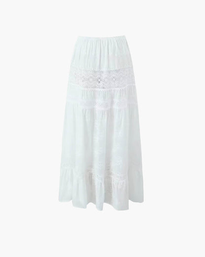 OLANE Denise Bohemian Embroidered Crop Top Skirt Set Off ShoulderMWomen's Sets