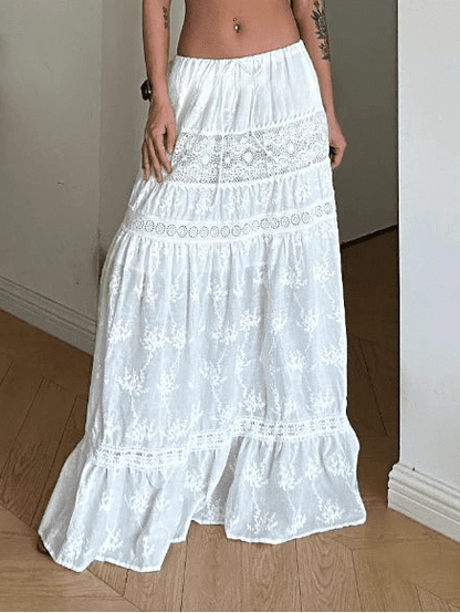 OLANE Denise Bohemian Embroidered Crop Top Skirt Set SkirtSWomen's Sets