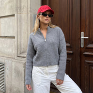 Gekürzte Strickjacke mit Doppelreißverschluss