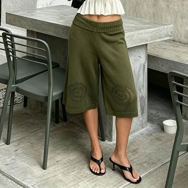Strick-Culottes-Shorts mit Kordelzug in der Taille