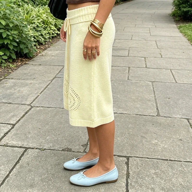 Strick-Culottes-Shorts mit Kordelzug in der Taille