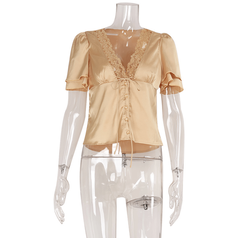 Nicole – Spitze-Seidenbluse