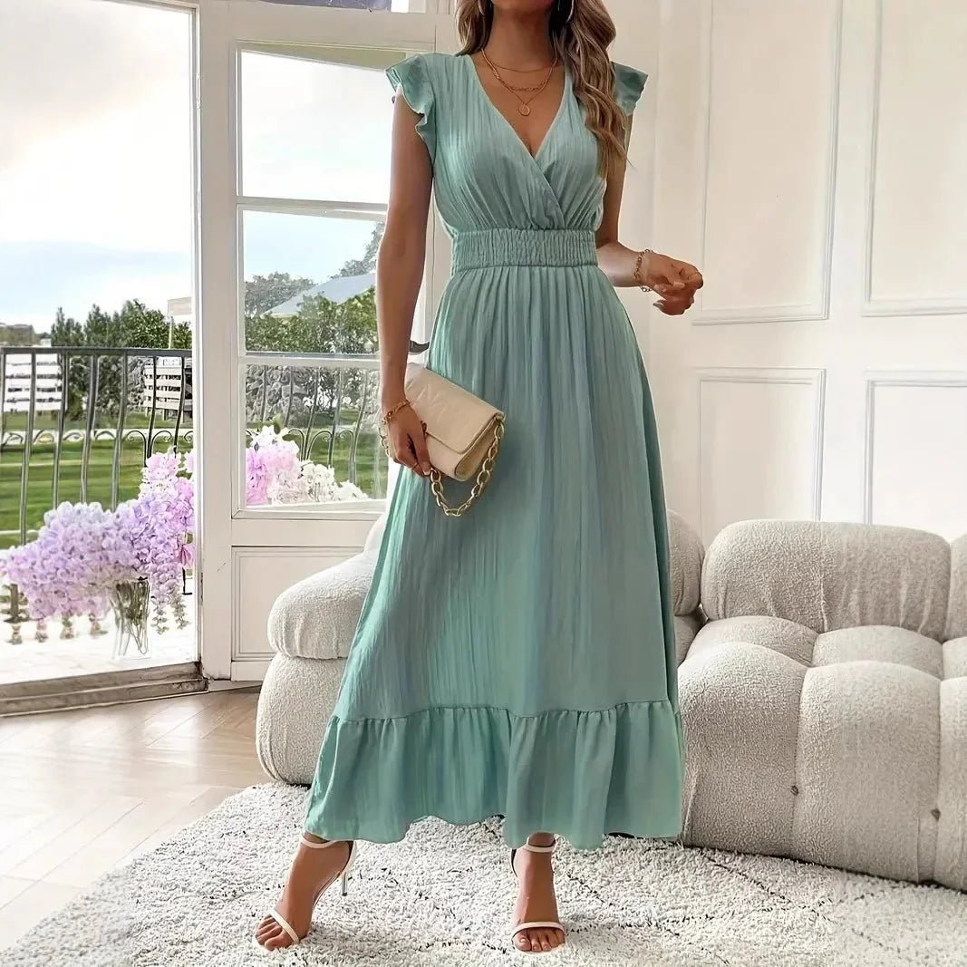 Melanie – V-Ausschnitt Volant-Swing-Kleid