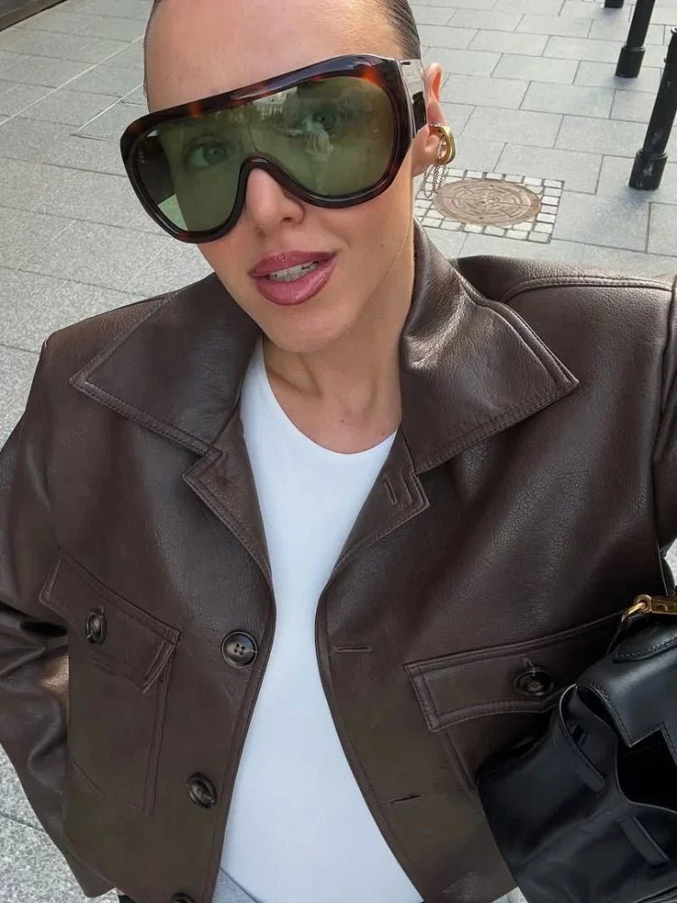 Ella Cropped Faux Leather Jacket