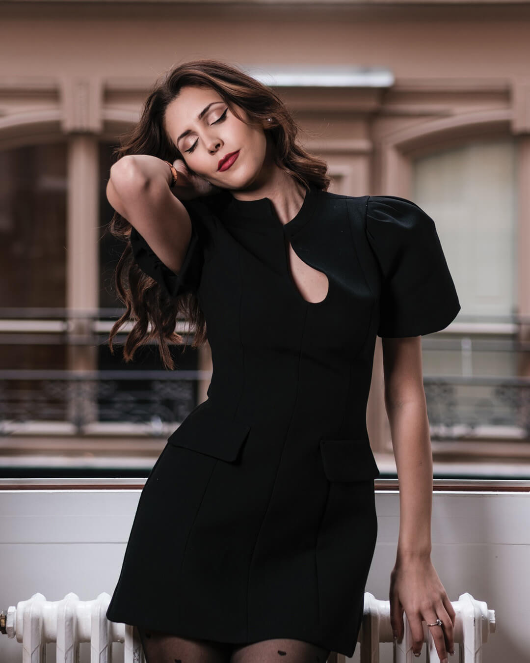 OLANE Elowen Puff Sleeve Mini Dress BlackMWomen's Dresses