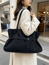 Tote Bag aus Wildlederimitat mit Gürteldetail