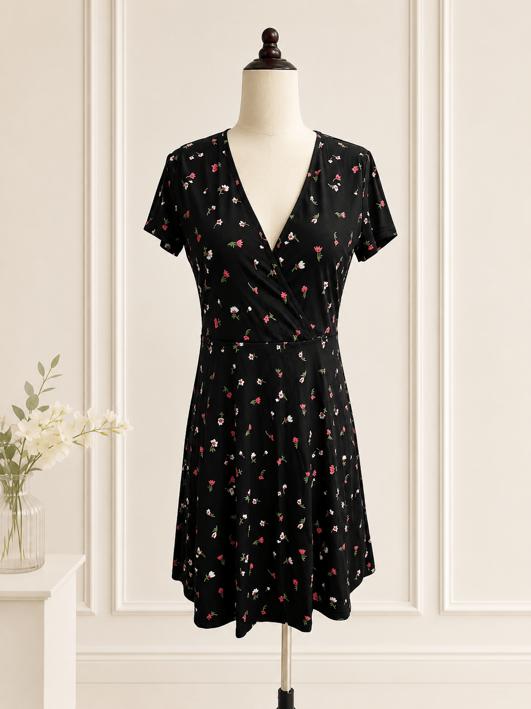 Blumiges Minikleid mit Puffärmeln