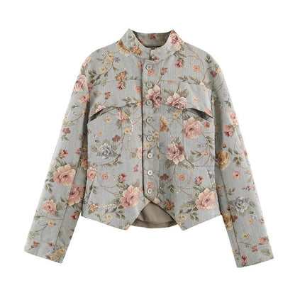 OLANE Floral Vintage Jacquard Cropped Jacket XSWomen's Coats & Jackets